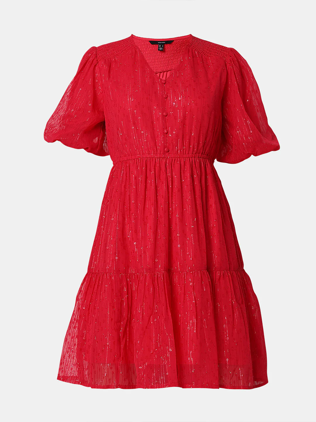 Pink Textured Fit & Flare Dress - Image 7