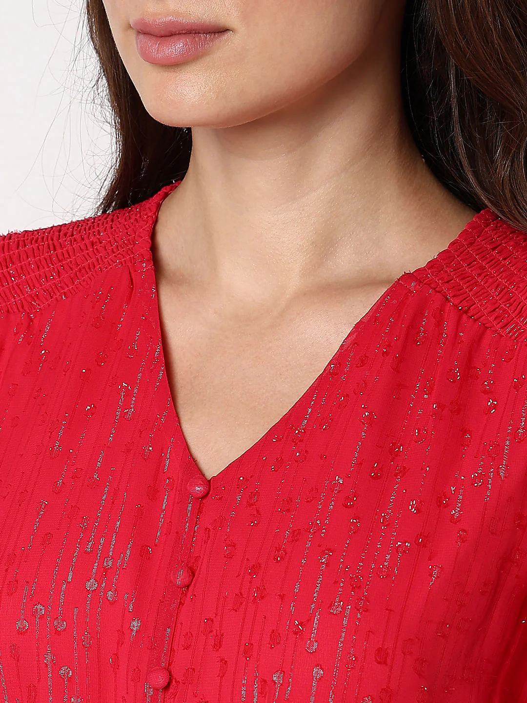 Pink Textured Fit & Flare Dress - Image 8