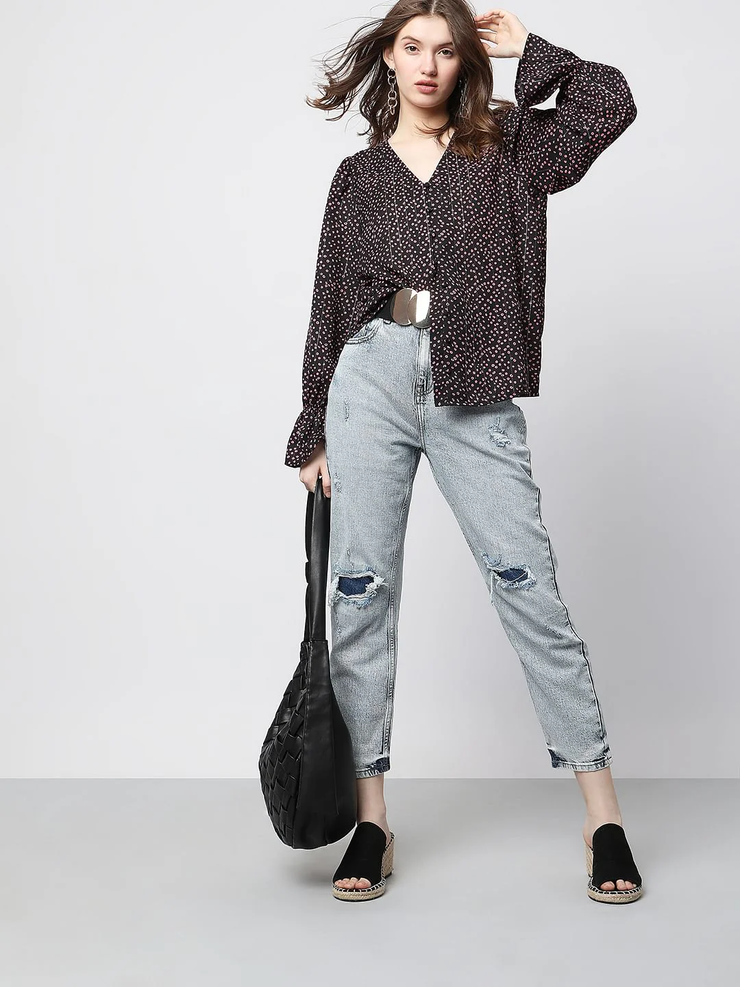 Black Printed Top