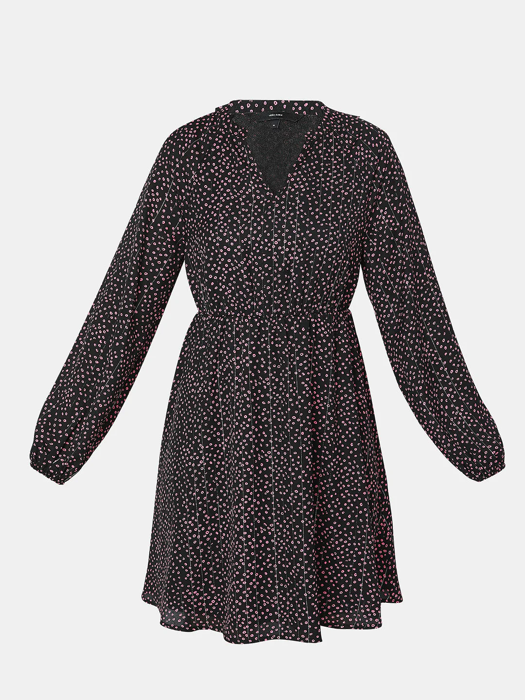 Black Ditsy Printed Fit & Flare Dress - Image 7
