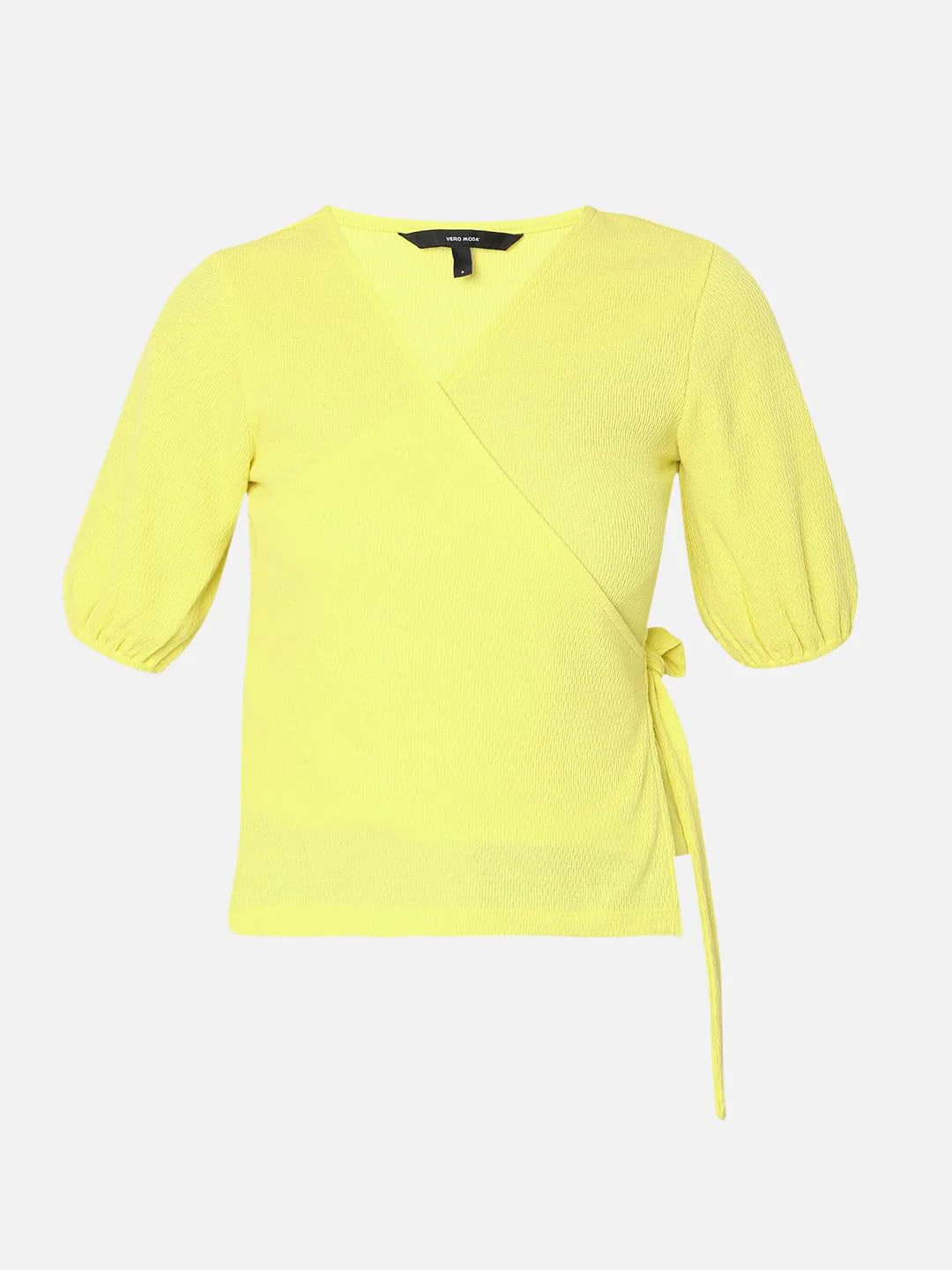 Yellow Textured Wrap Top - Image 7