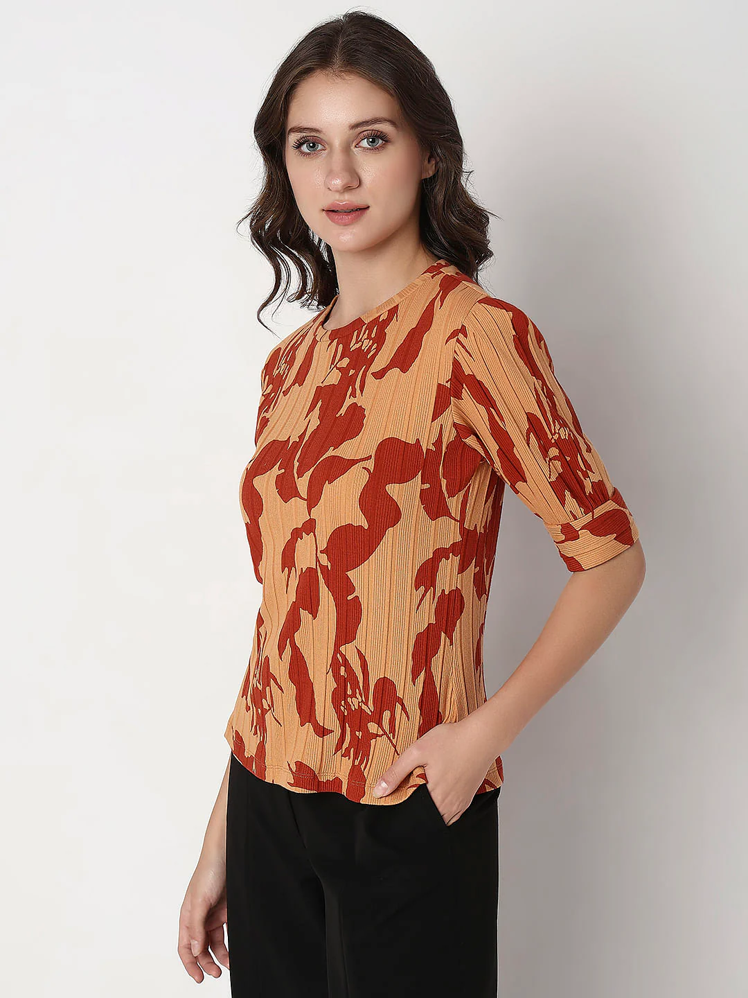 Brown Printed Top - Image 3