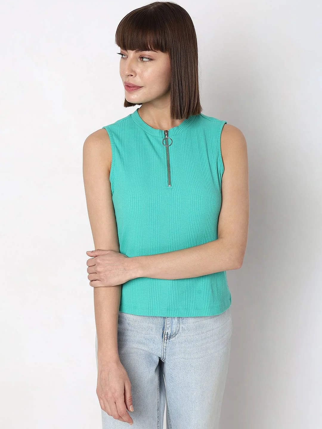 Green Knit Sleeveless Top - Image 2