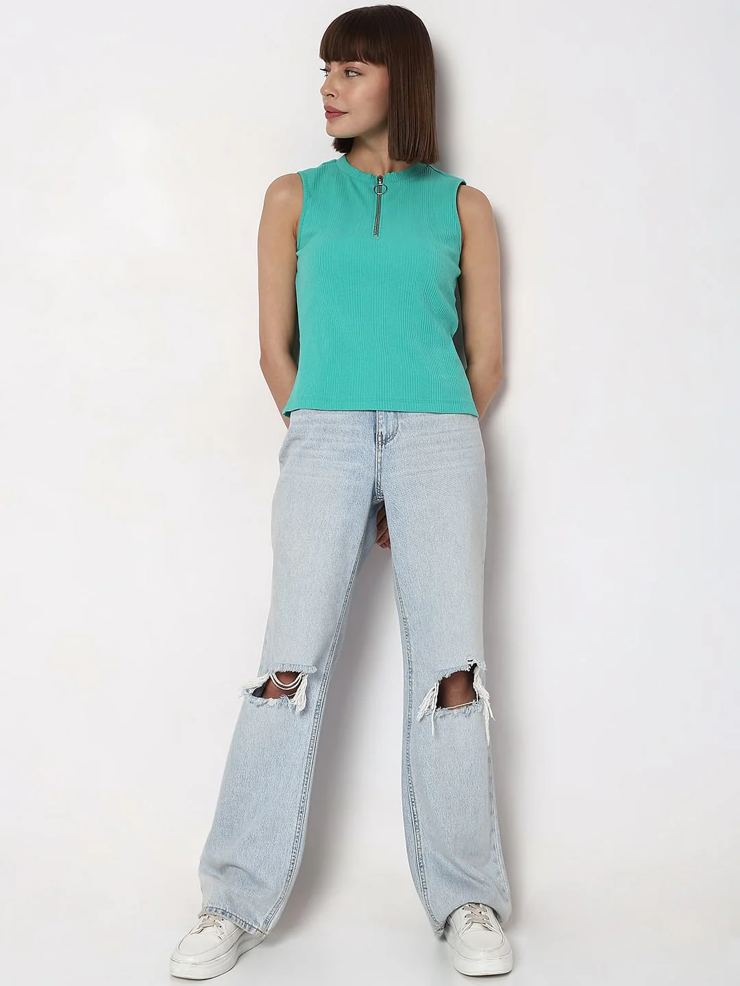 Green Knit Sleeveless Top - Image 5