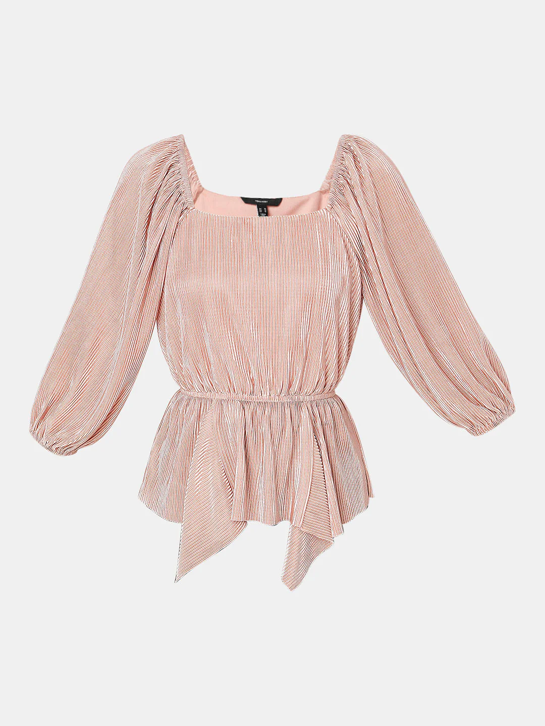 Beige Pleated Puff Sleeves Top - Image 7
