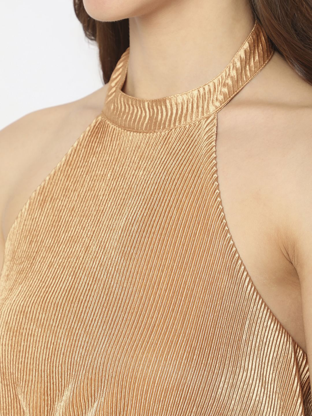 Brown Satin Pleated Top - Image 8