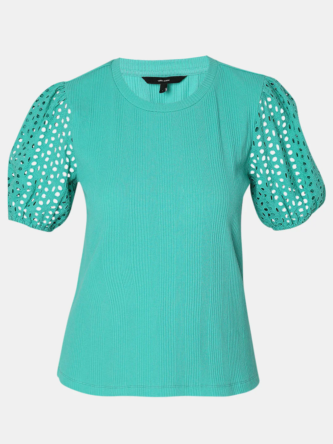 Green Schiffli Puff Sleeves Top - Image 7