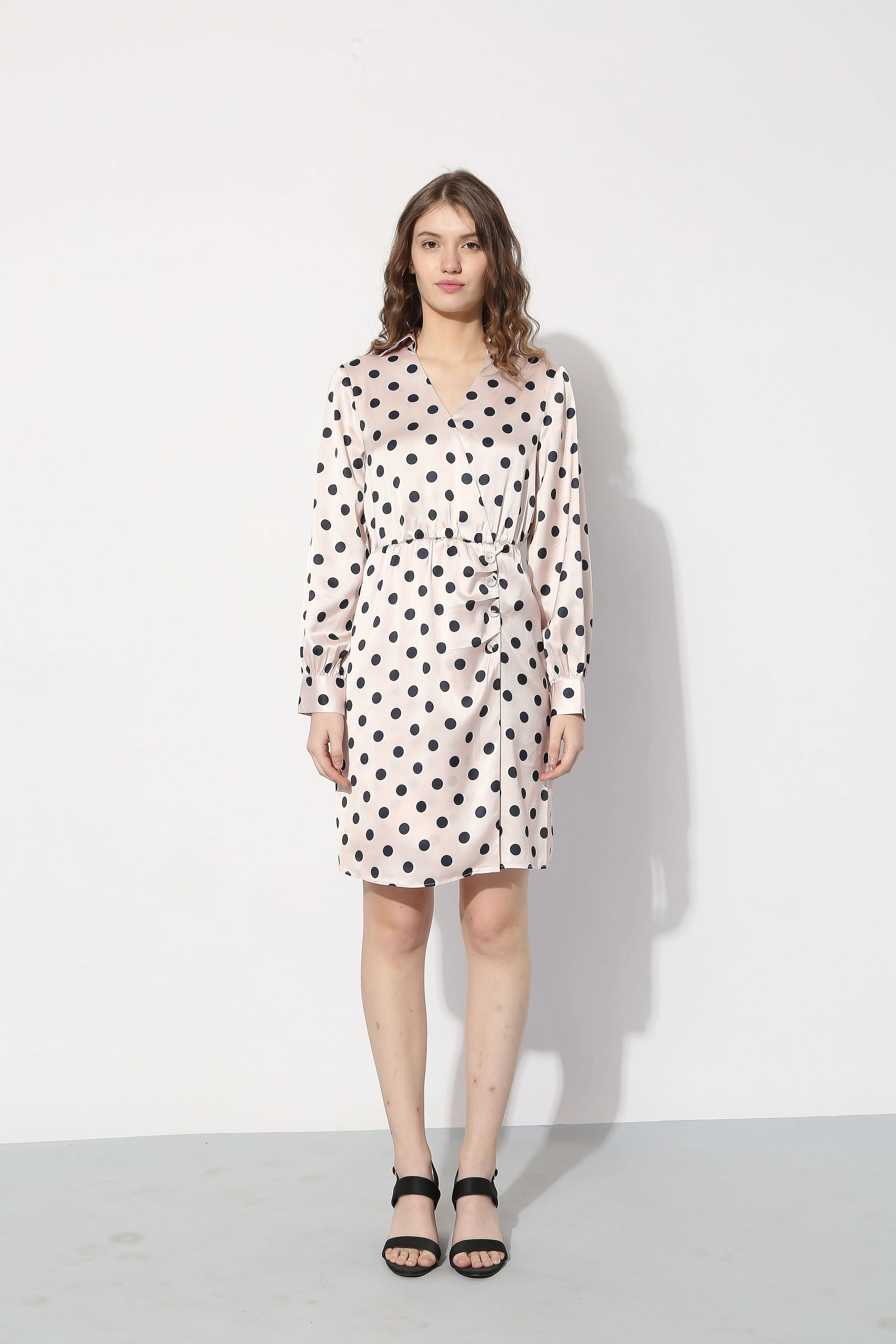 Pink Polka Dot Shirt Dress - Image 7
