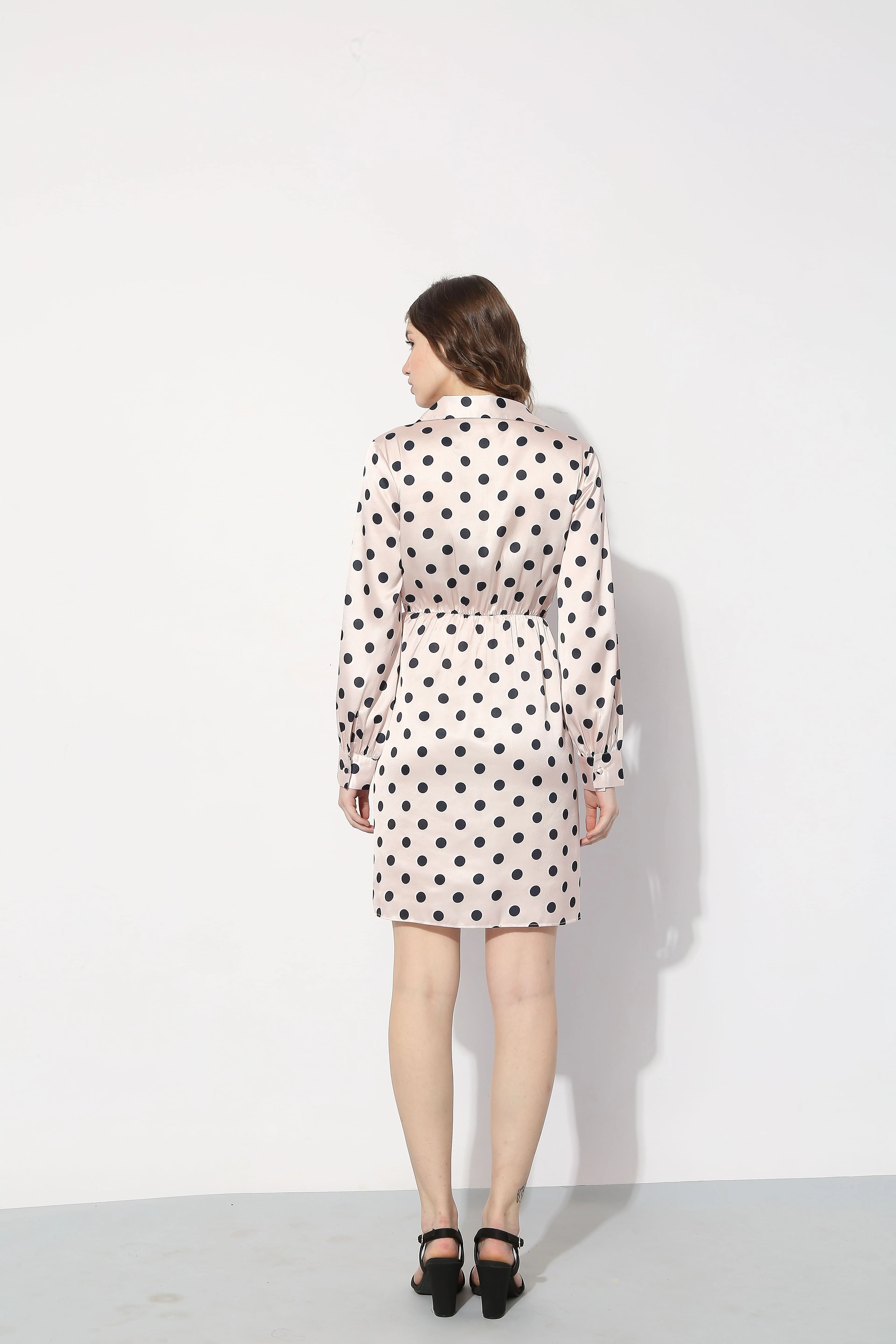 Pink Polka Dot Shirt Dress - Image 8