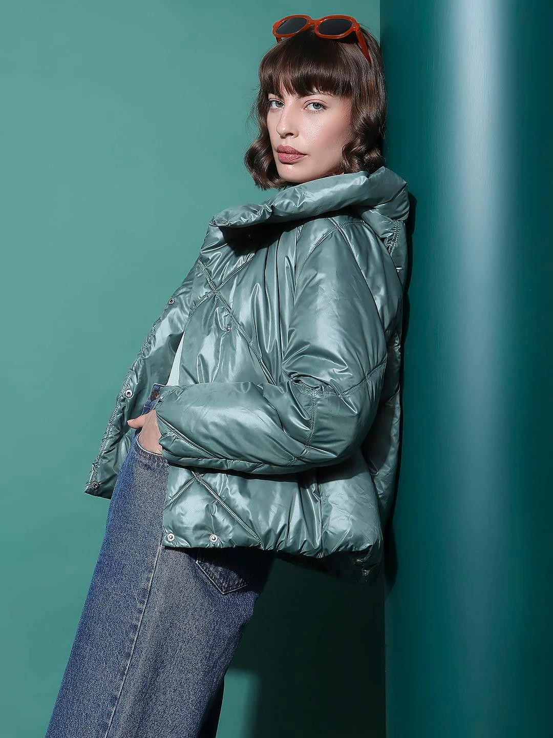 Dark Green Hooded Puffer Jacket