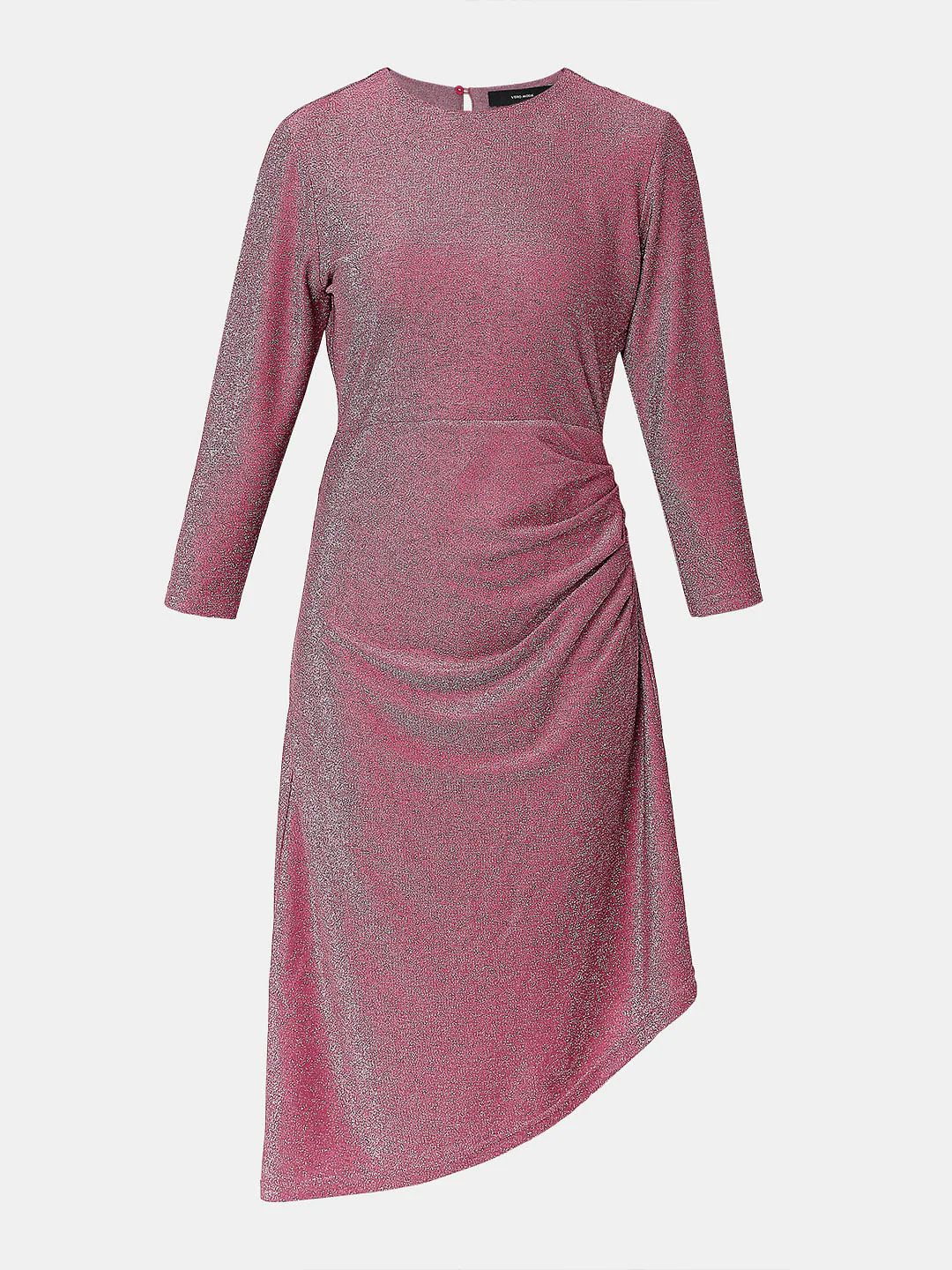Pink Shimmer Asymmetric Midi Dress - Image 7