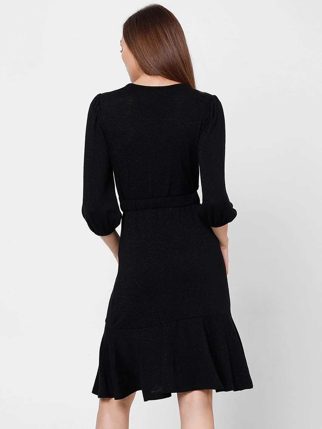 Black Shimmer Fit & Flare Dress - Image 4
