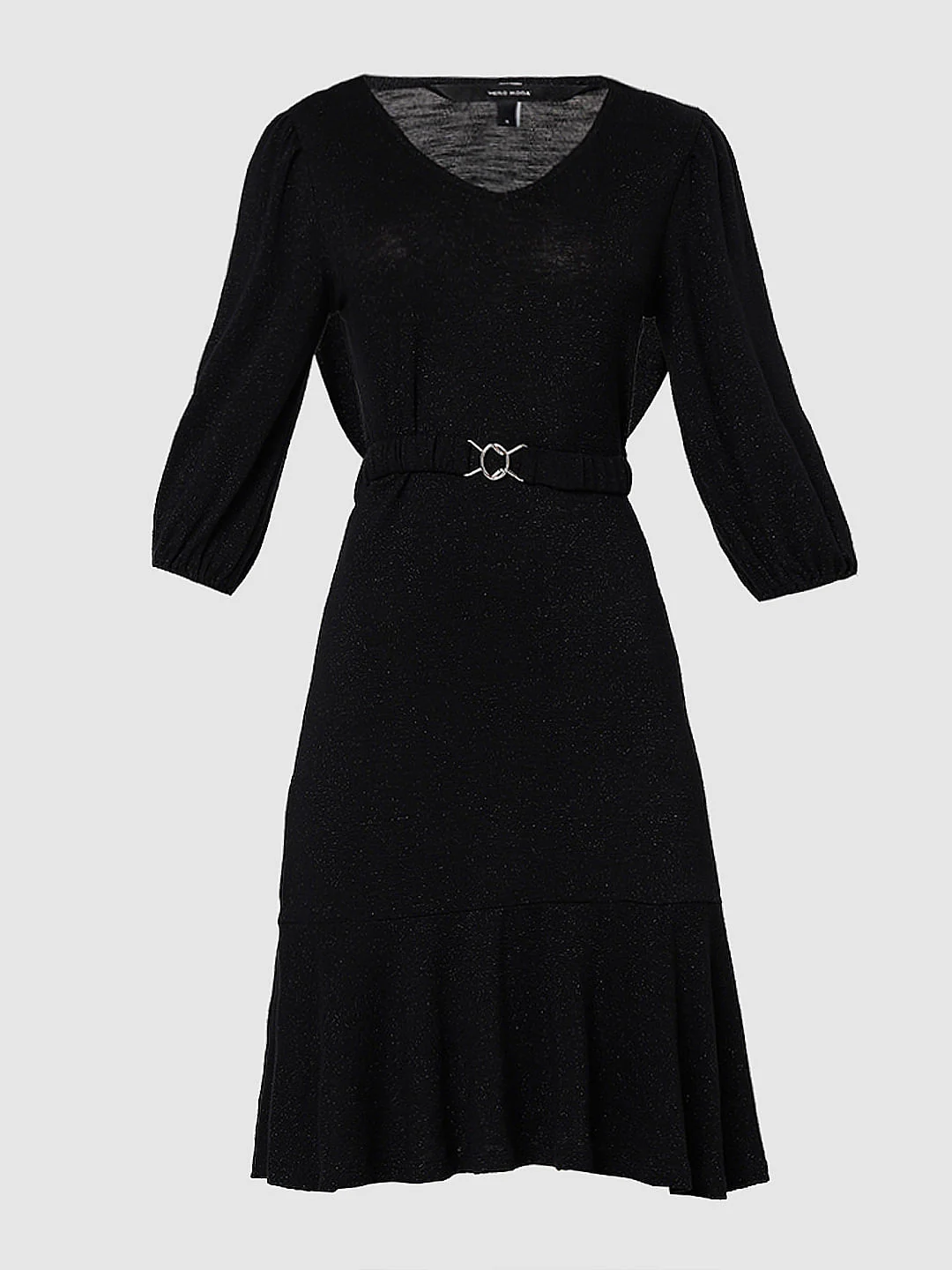 Black Shimmer Fit & Flare Dress - Image 7
