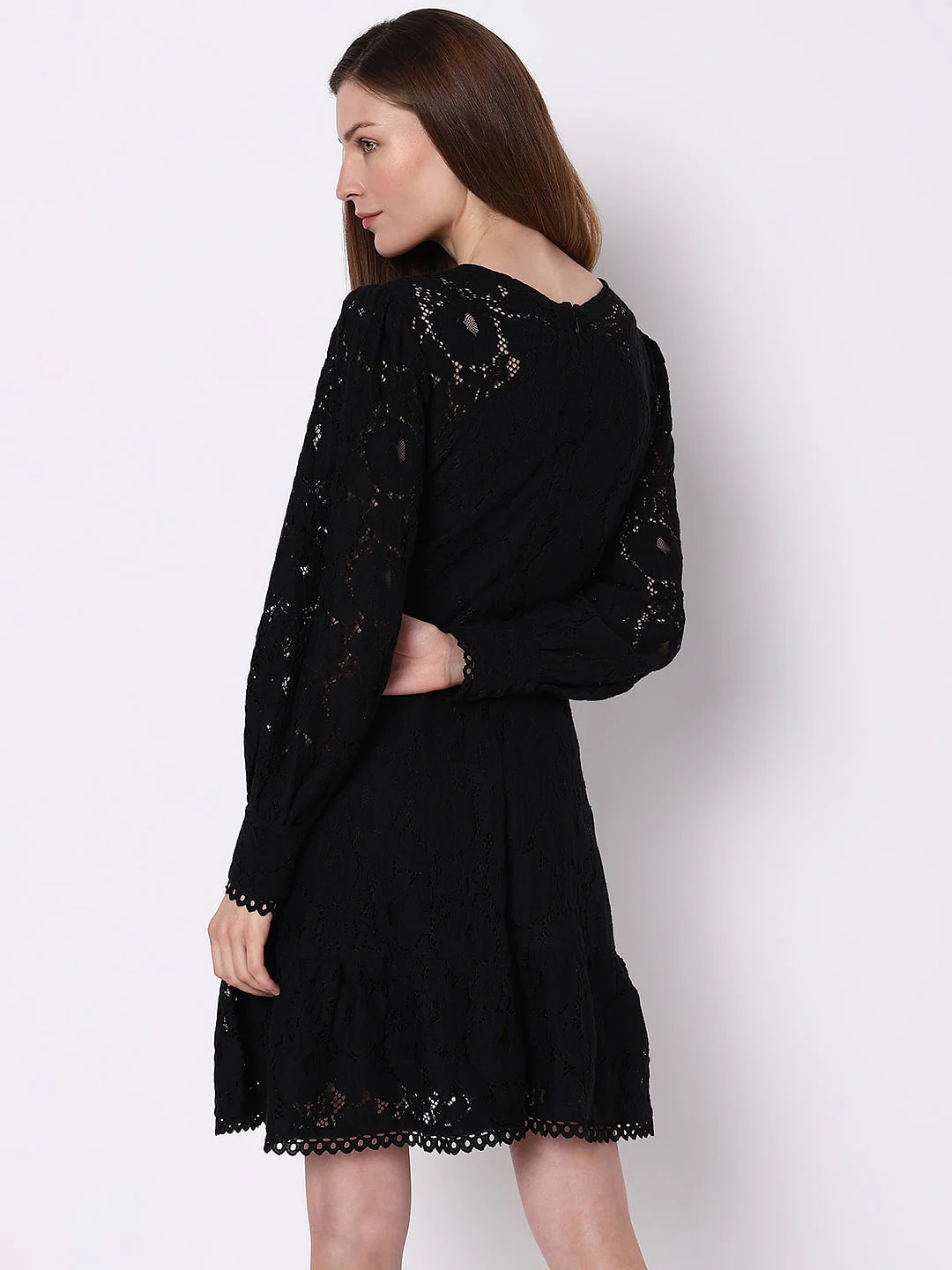 Black Lace Fit & Flare Dress - Image 4
