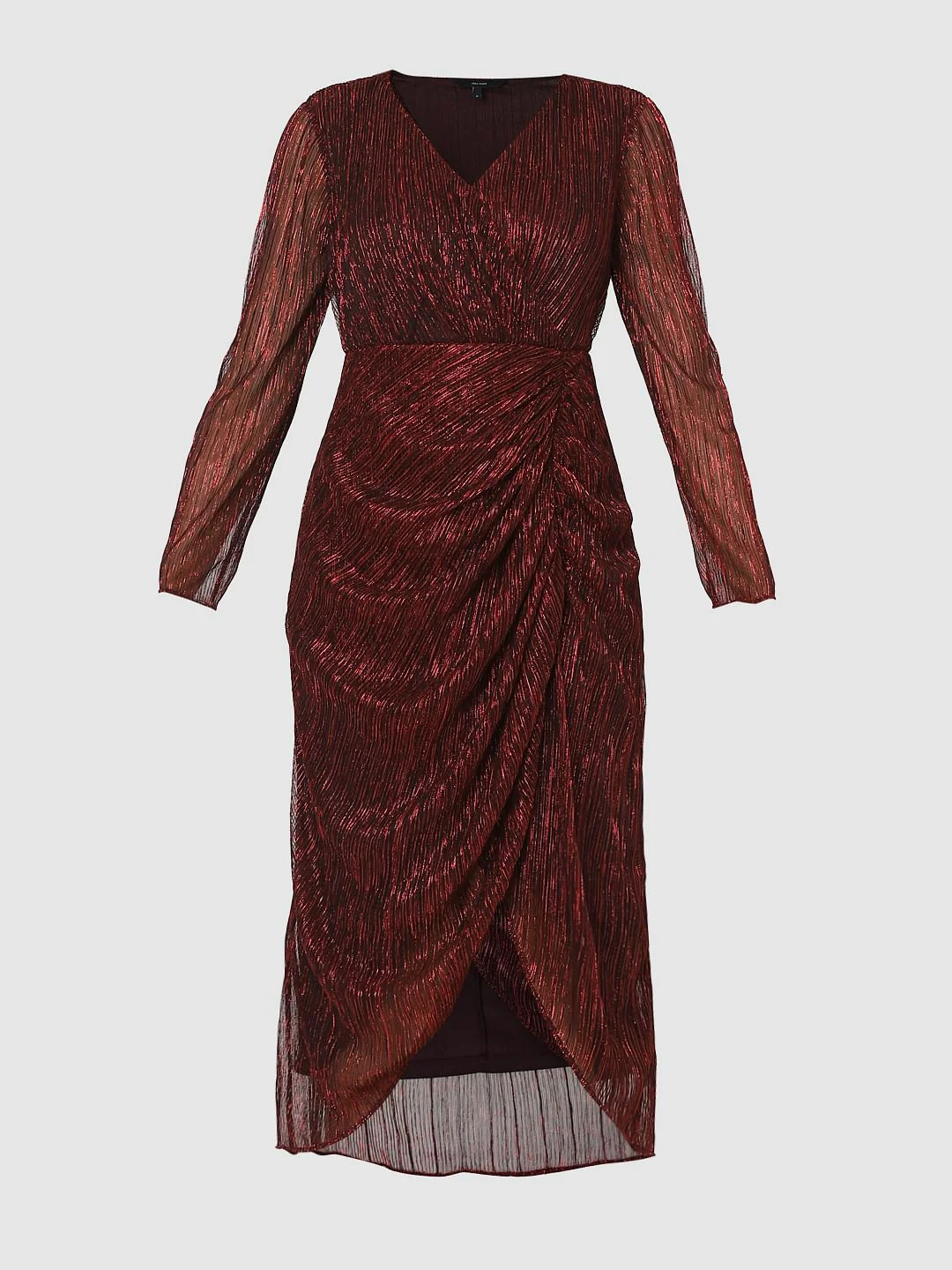 Maroon Lurex Bodycon Dress - Image 7
