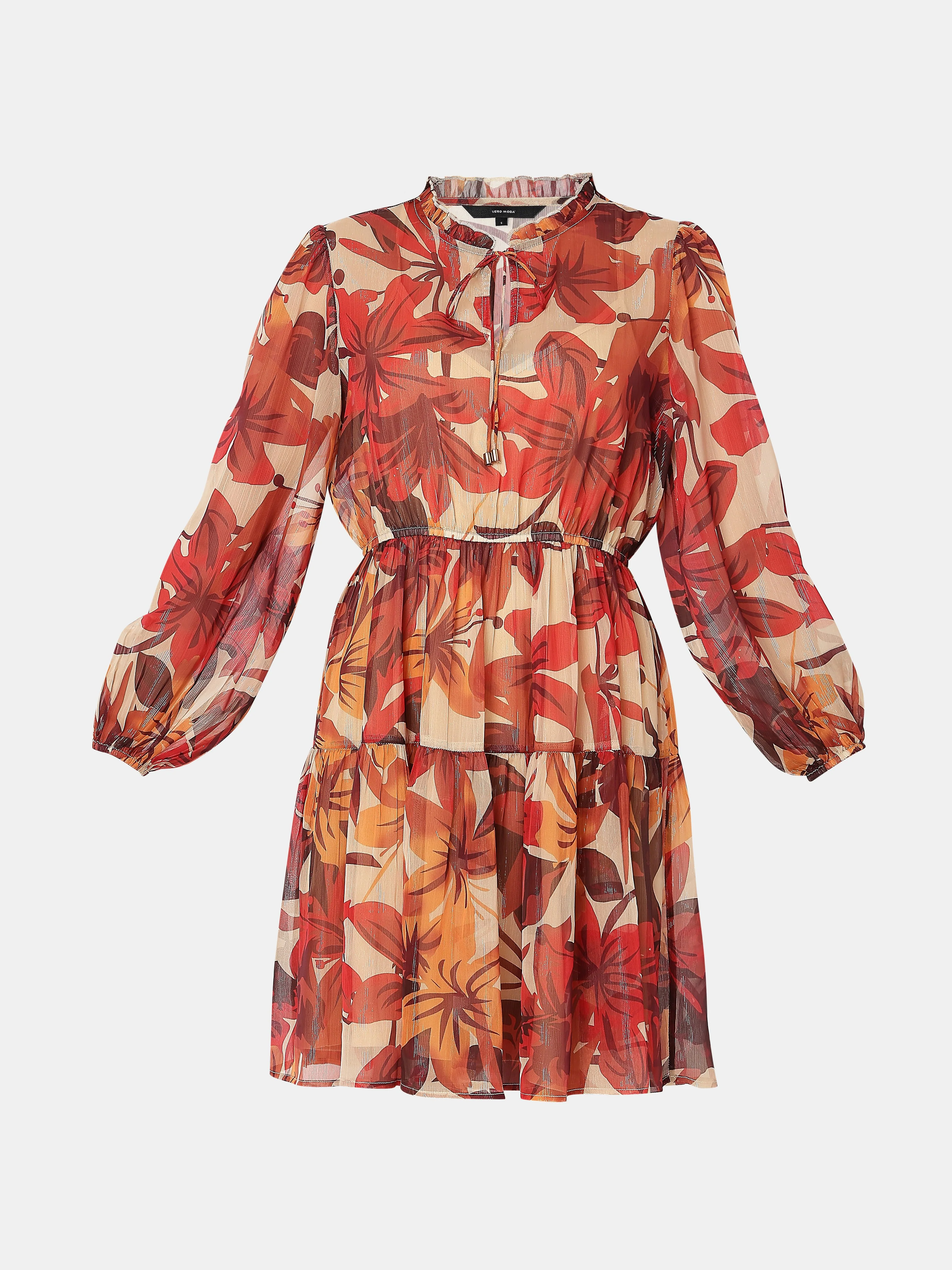 Orange Floral Print Mini Dress - Image 7