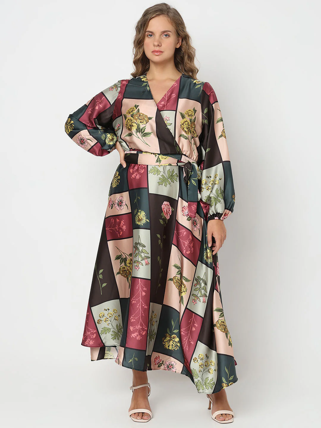 Curve Green Floral Print Midi Dress - Image 2