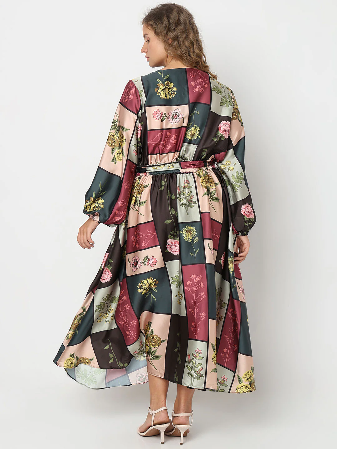 Curve Green Floral Print Midi Dress - Image 4