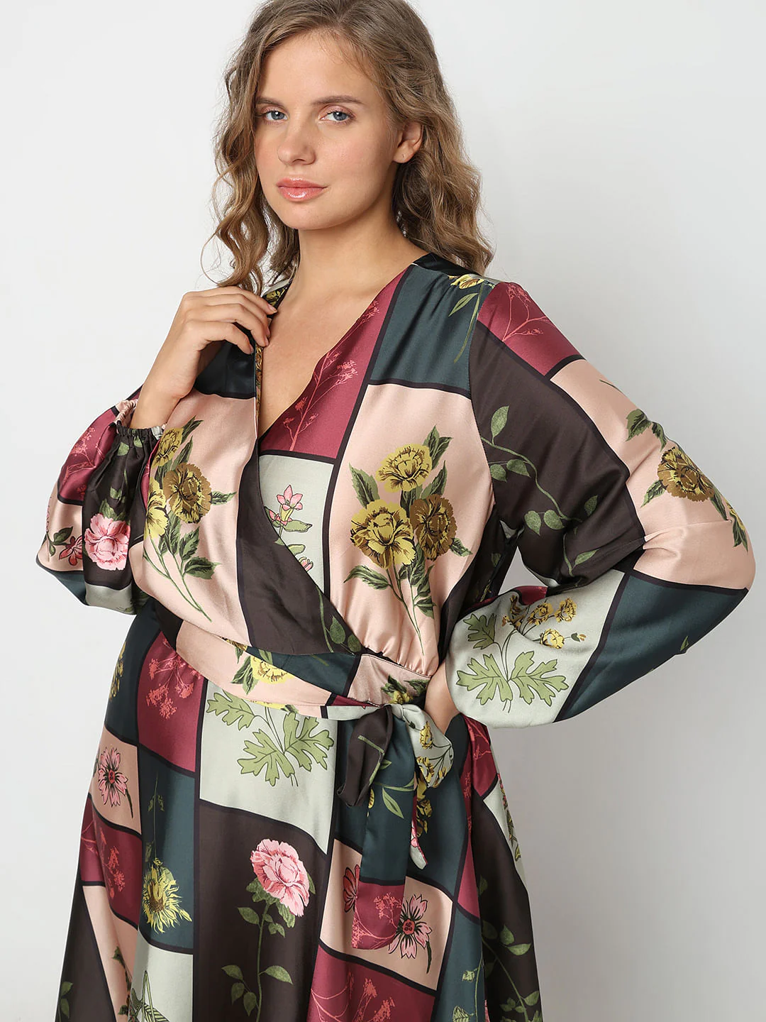 Curve Green Floral Print Midi Dress - Image 5
