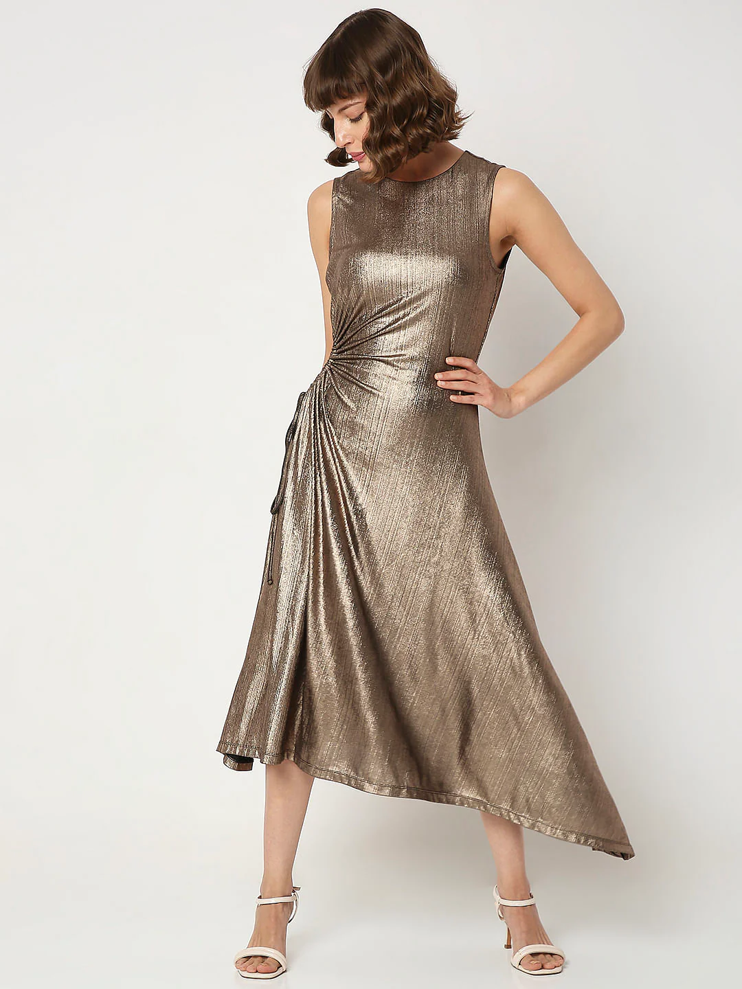 Bronze Side-Cutout Midi Dress - Image 2