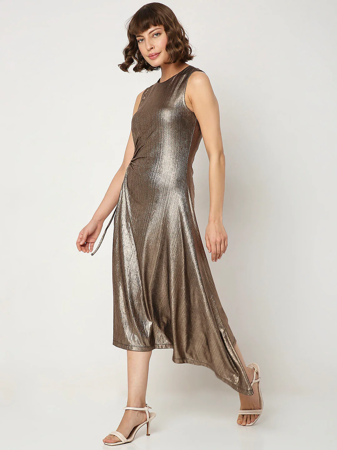 Bronze Side-Cutout Midi Dress - Image 3