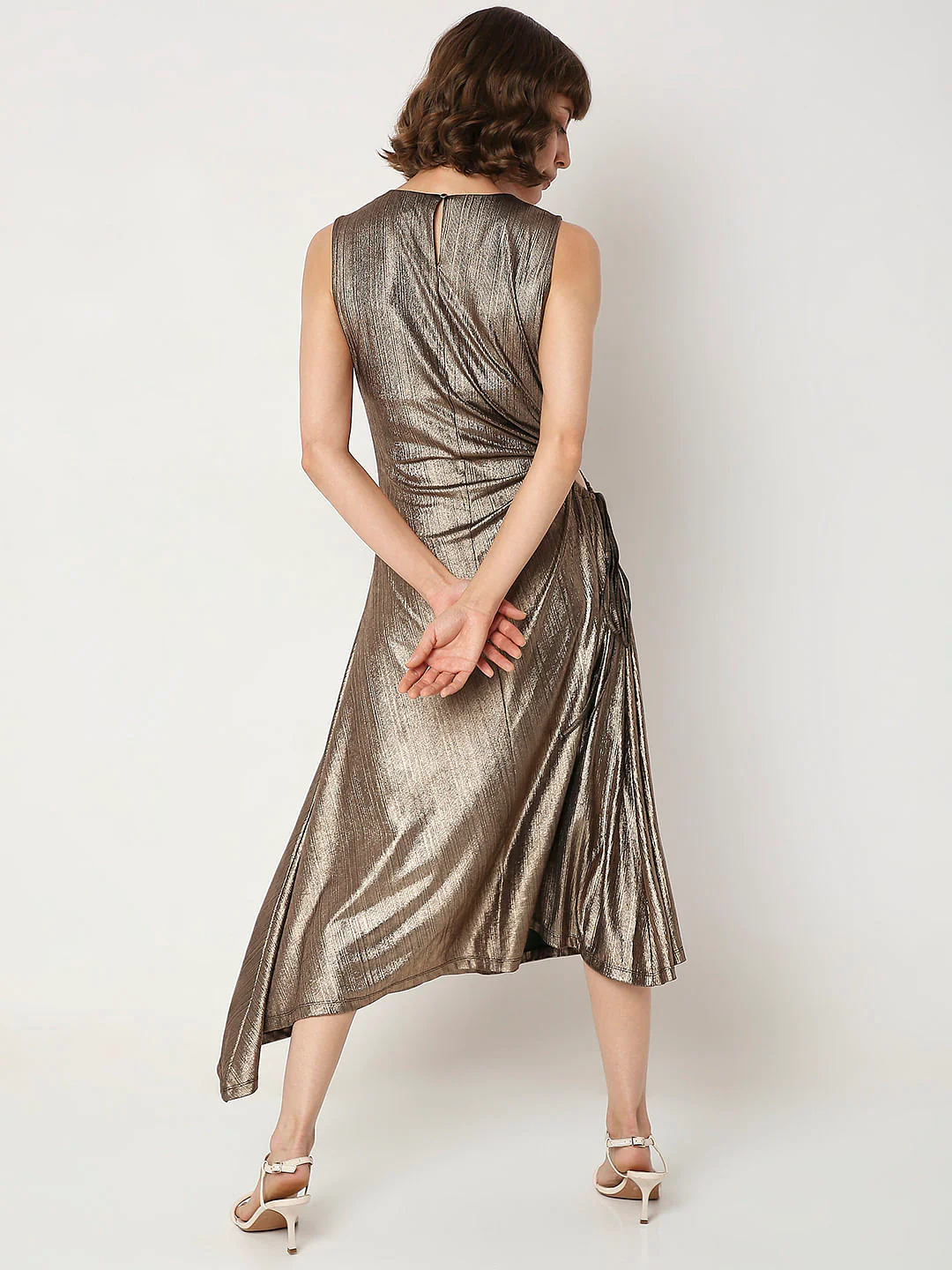 Bronze Side-Cutout Midi Dress - Image 4
