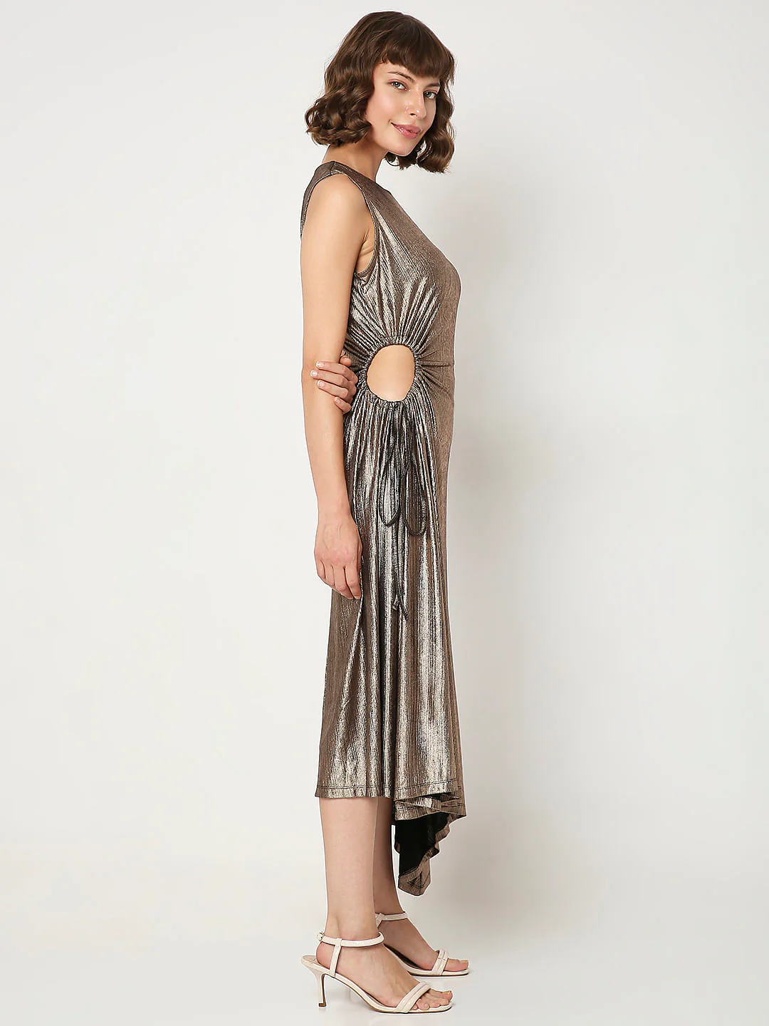 Bronze Side-Cutout Midi Dress - Image 5