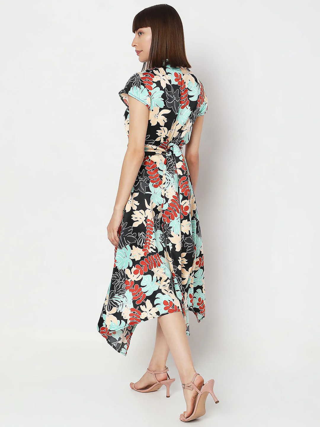 Black Floral Print Midi Dress - Image 4