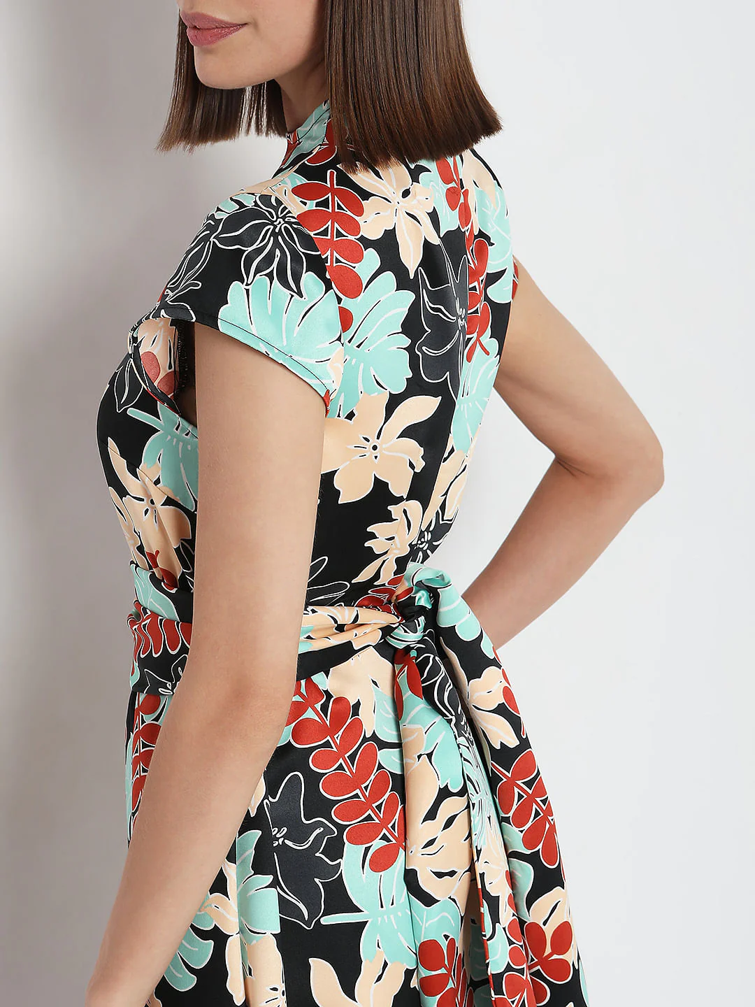 Black Floral Print Midi Dress - Image 6