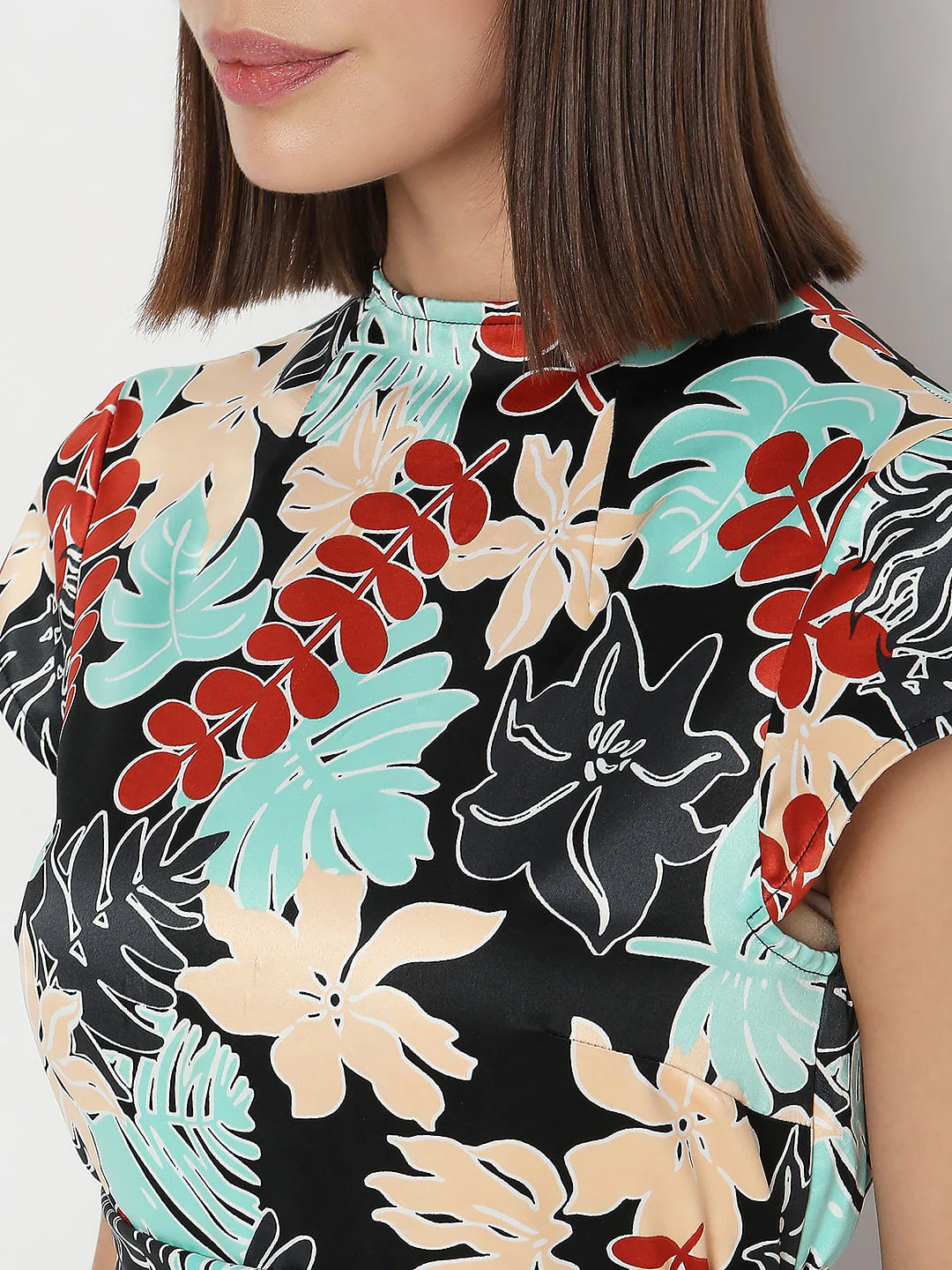 Black Floral Print Midi Dress - Image 8