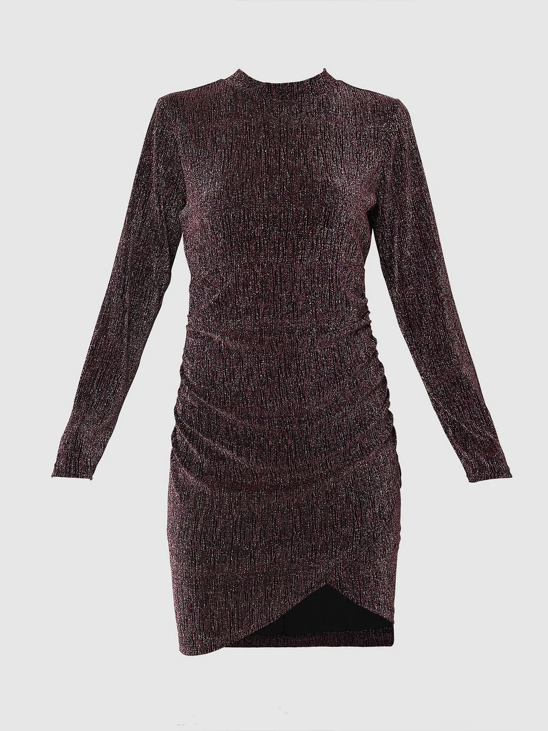 Maroon Metallic Lurex Bodycon Dress - Image 7