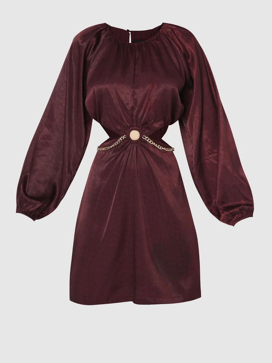 Wine Cut-Out Short Dress - Image 8