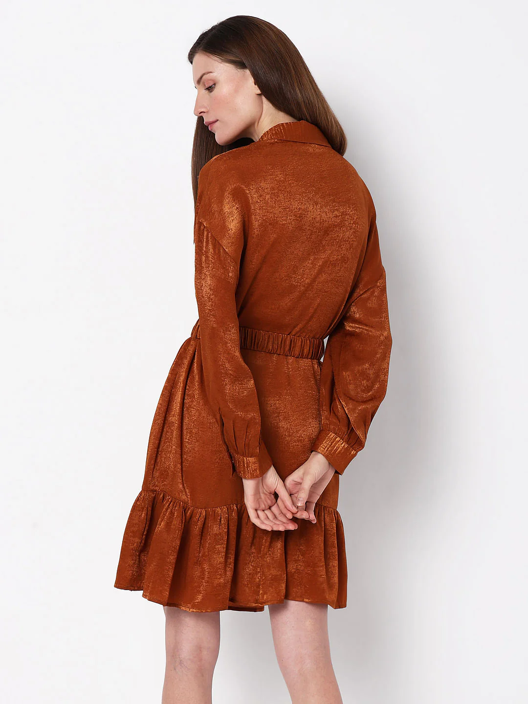 Copper Brown Fit & Flare Dress - Image 4