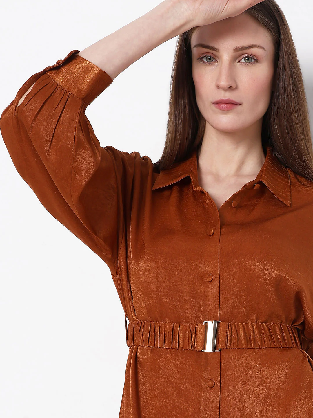 Copper Brown Fit & Flare Dress - Image 6