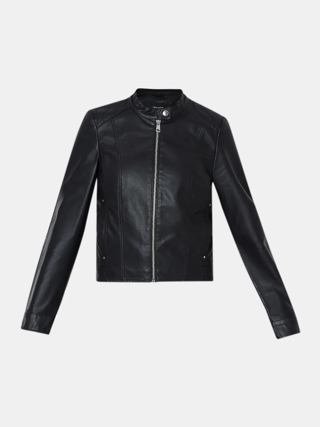 Black Faux Leather Biker Jacket - Image 7