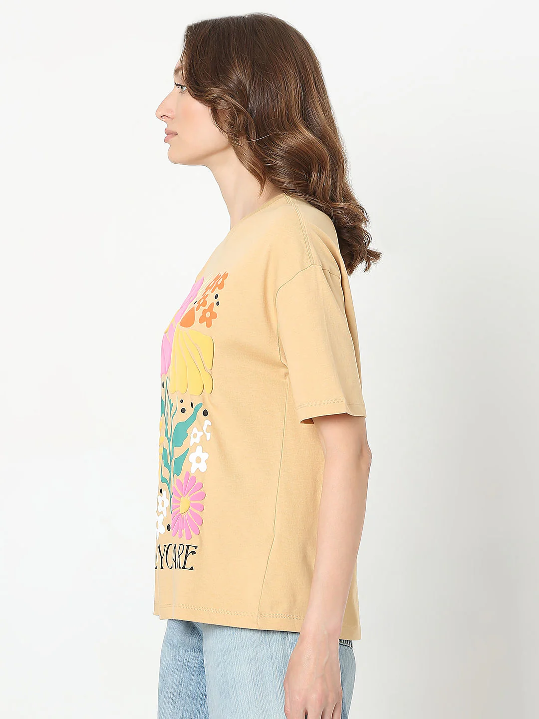 Beige Floral Print T-Shirt - Image 3