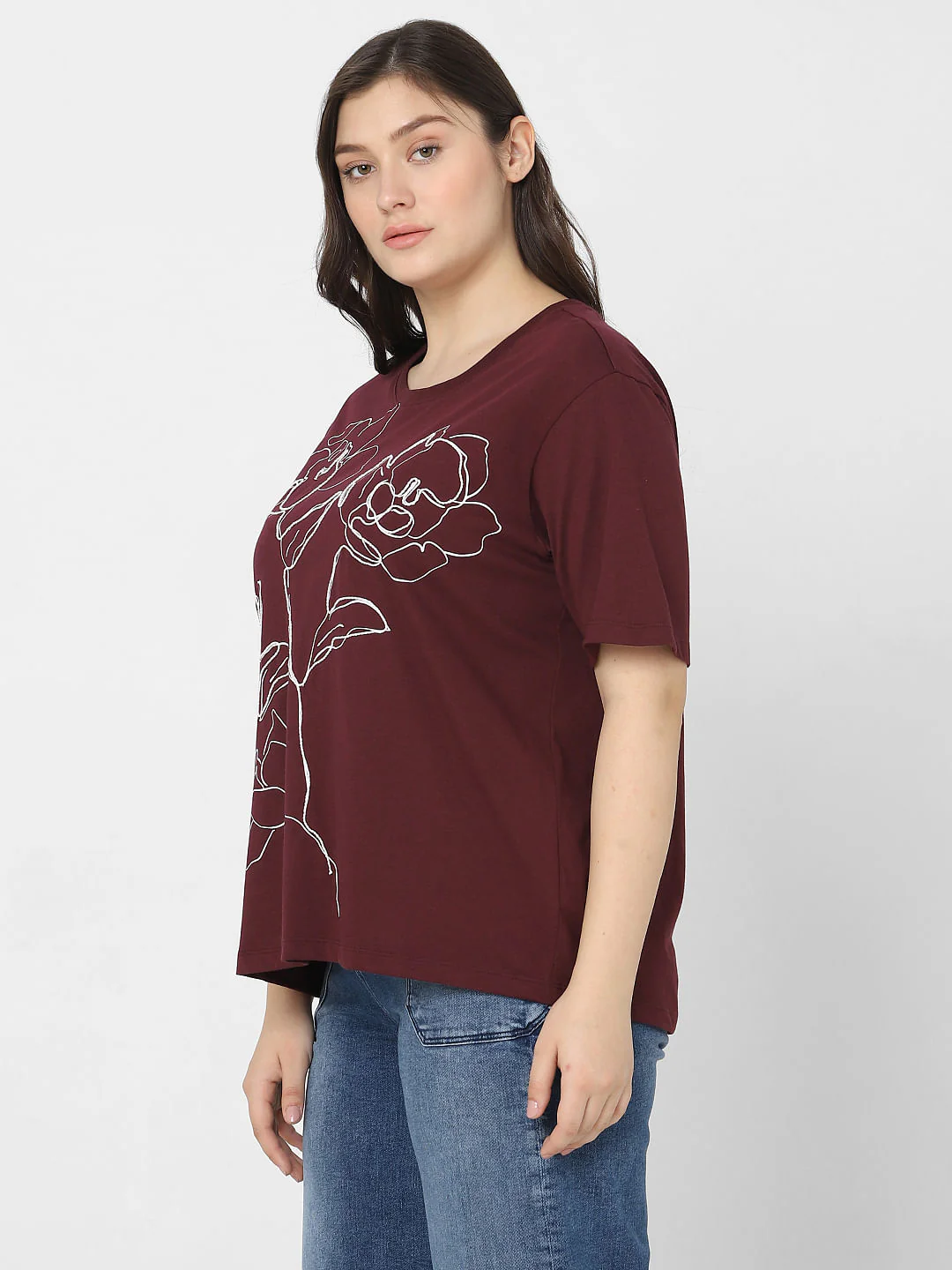 Curve Maroon Printed T-Shirt - Image 3
