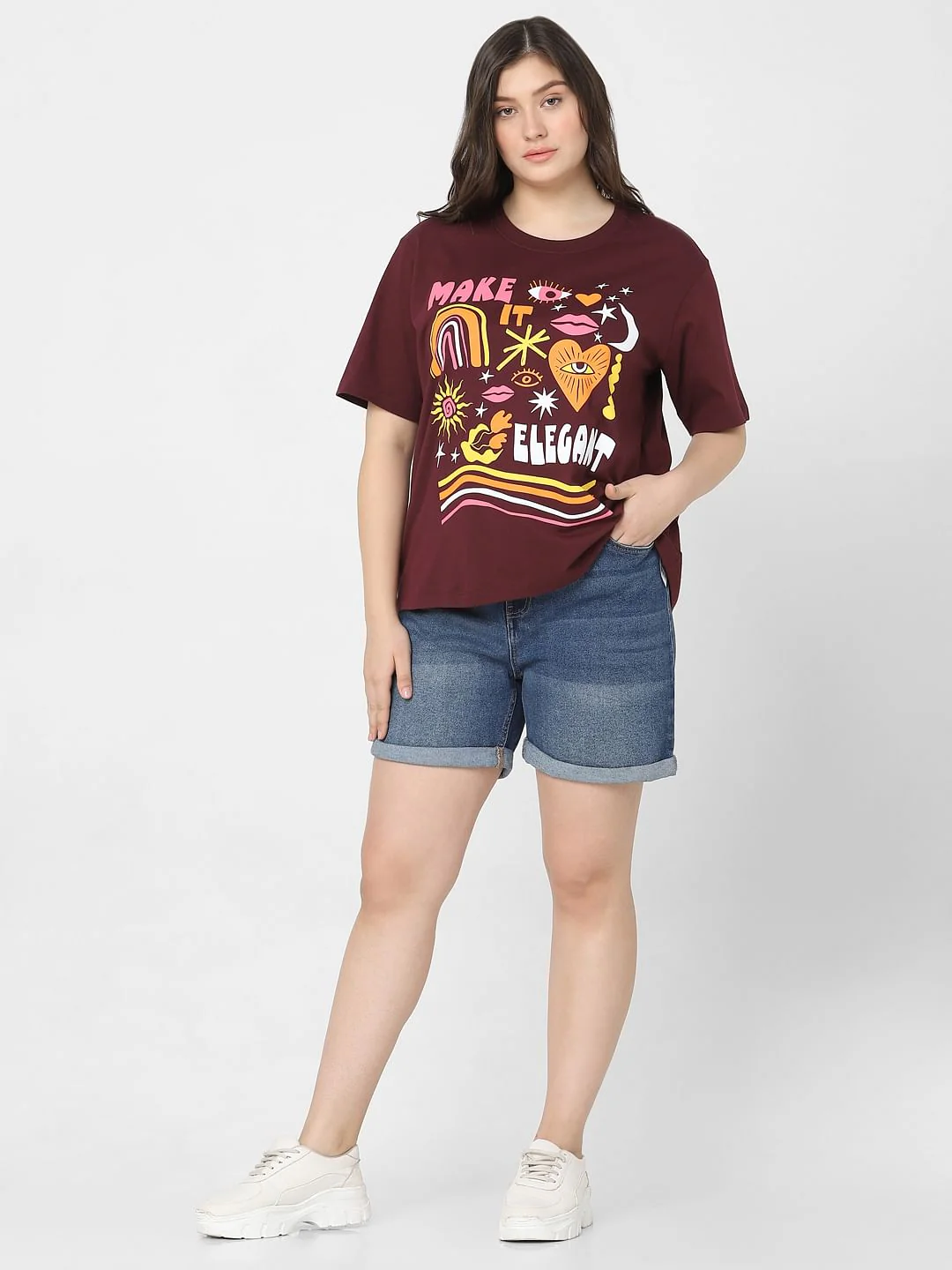 Curve Maroon Graphic Printed T-Shirt - Image 5