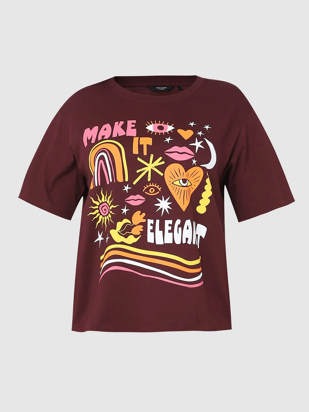 Curve Maroon Graphic Printed T-Shirt - Image 7
