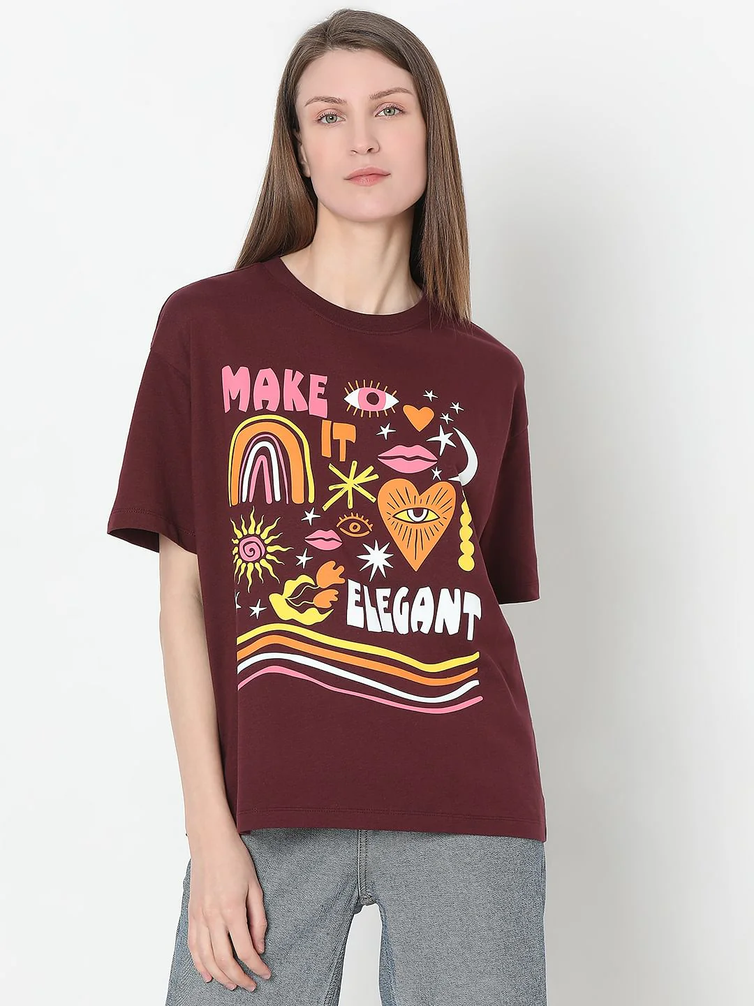 Maroon Graphic Print T-Shirt - Image 2