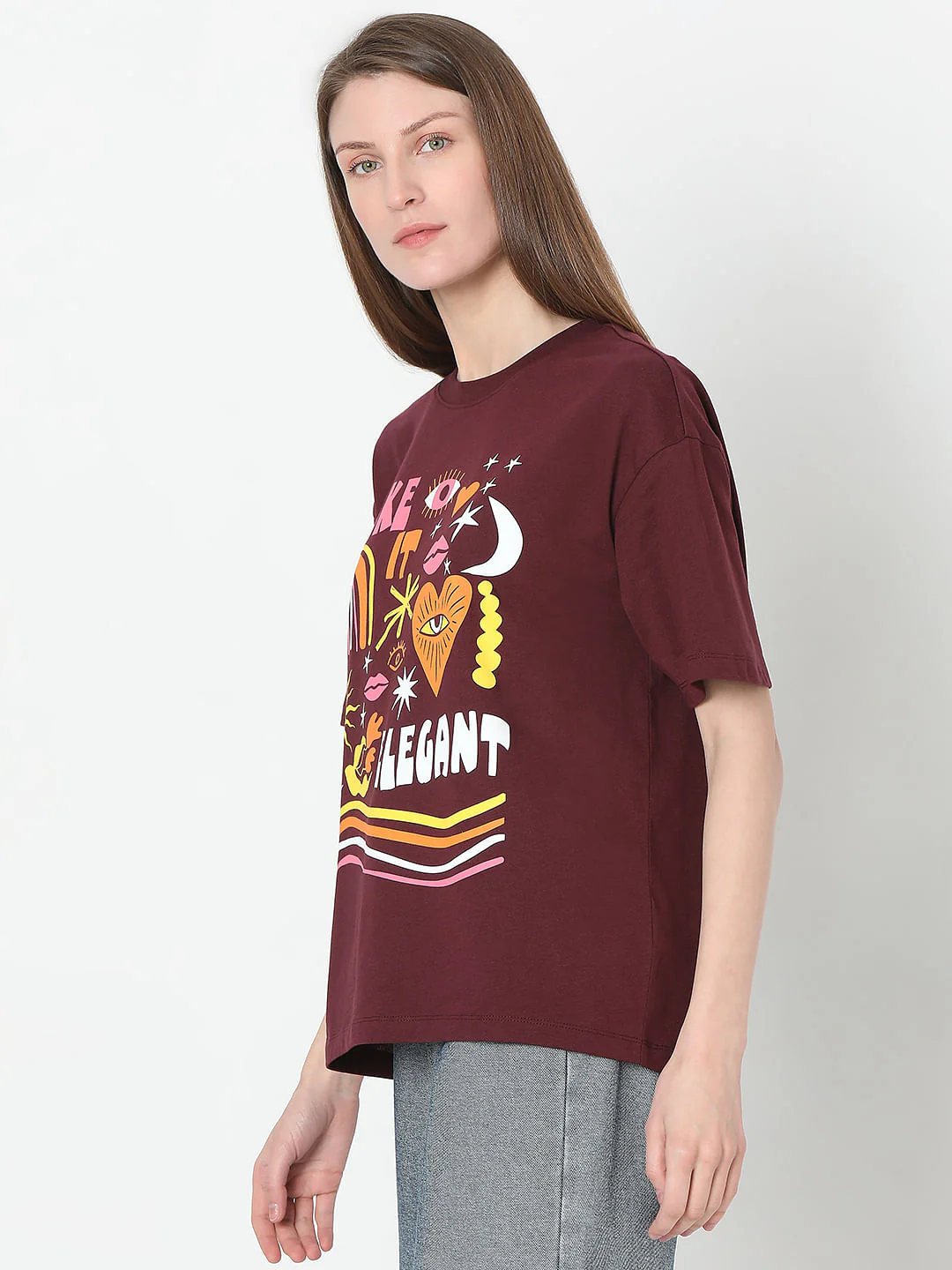 Maroon Graphic Print T-Shirt - Image 3