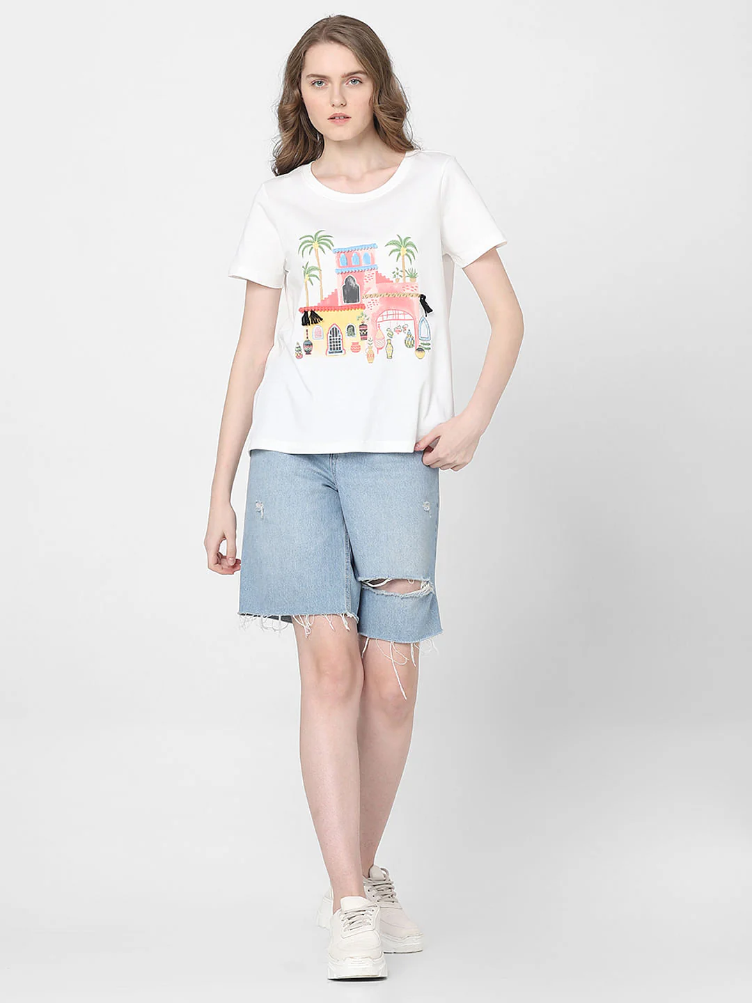 White Graphic Print T-Shirt - Image 5