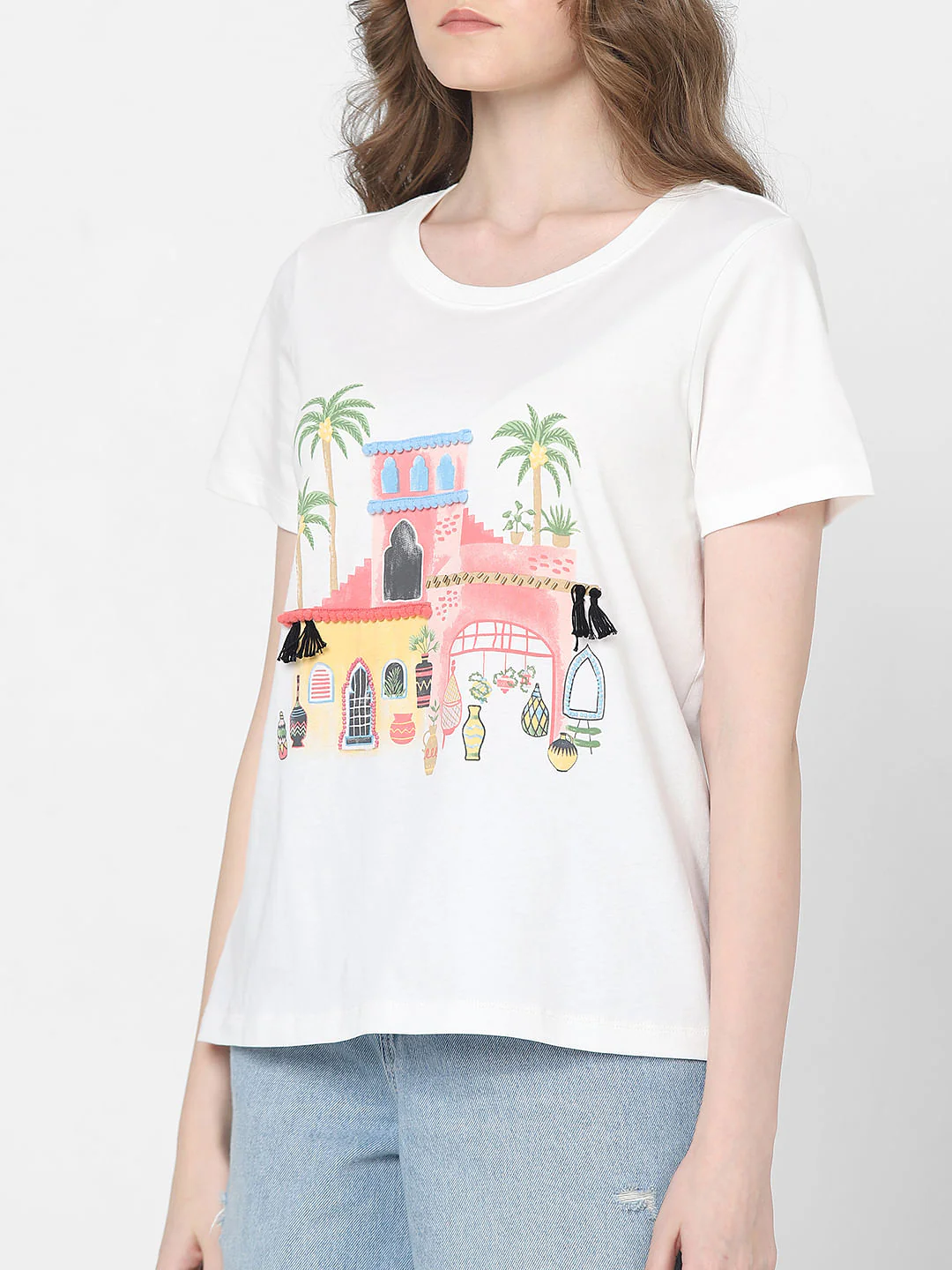 White Graphic Print T-Shirt - Image 6