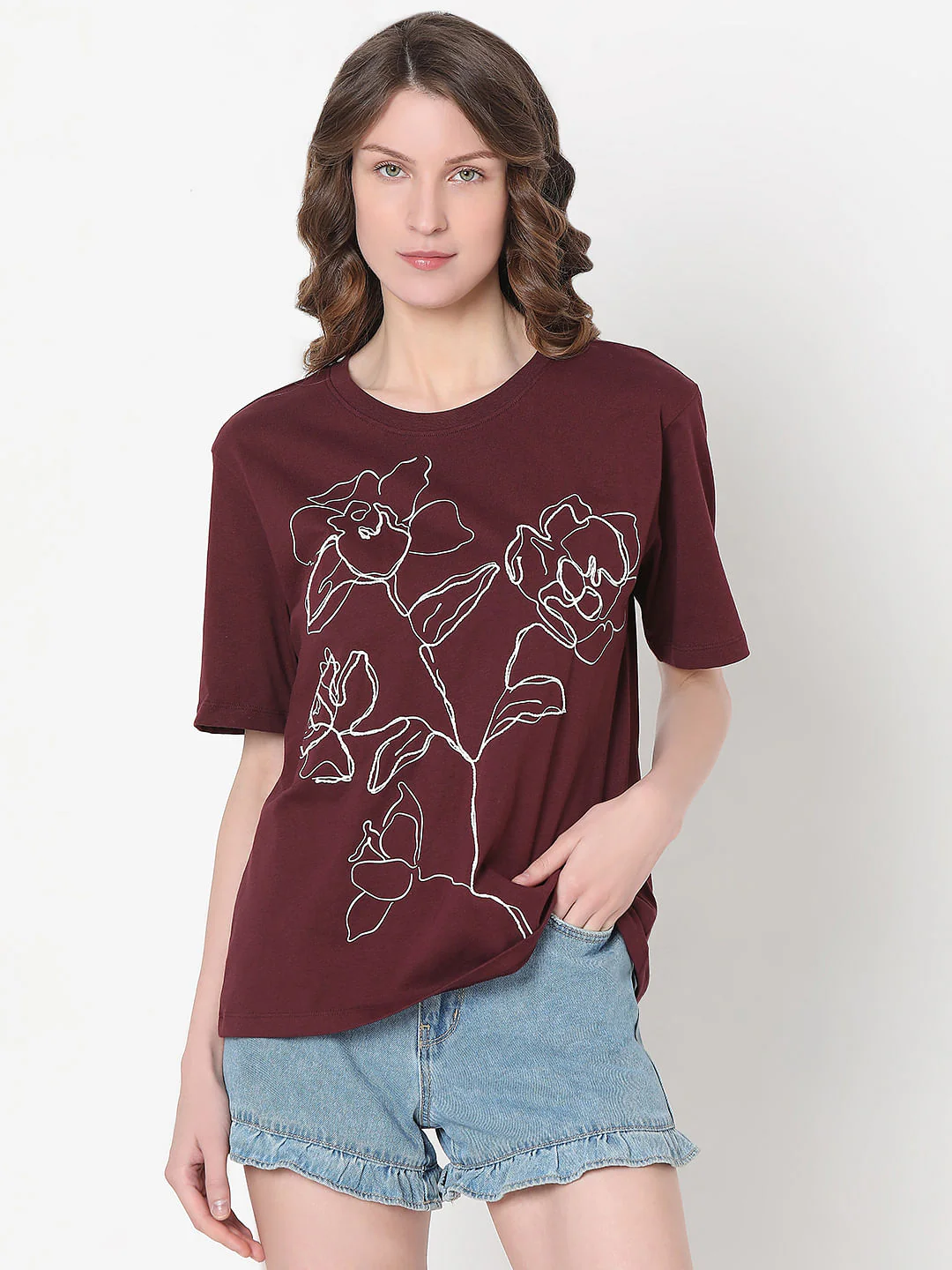 Maroon Graphic Print T-Shirt - Image 2