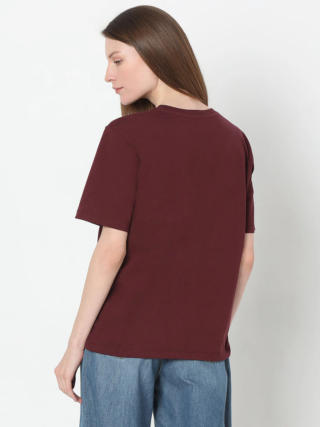 Maroon Typographic Print T-Shirt - Image 4