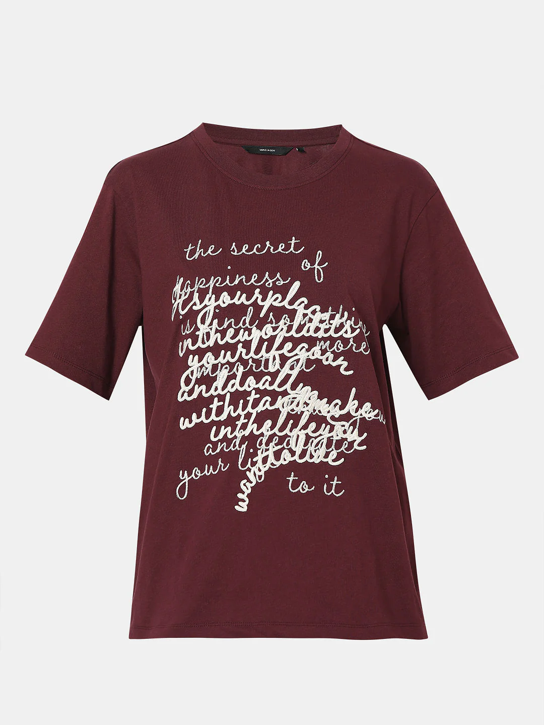 Maroon Typographic Print T-Shirt - Image 7