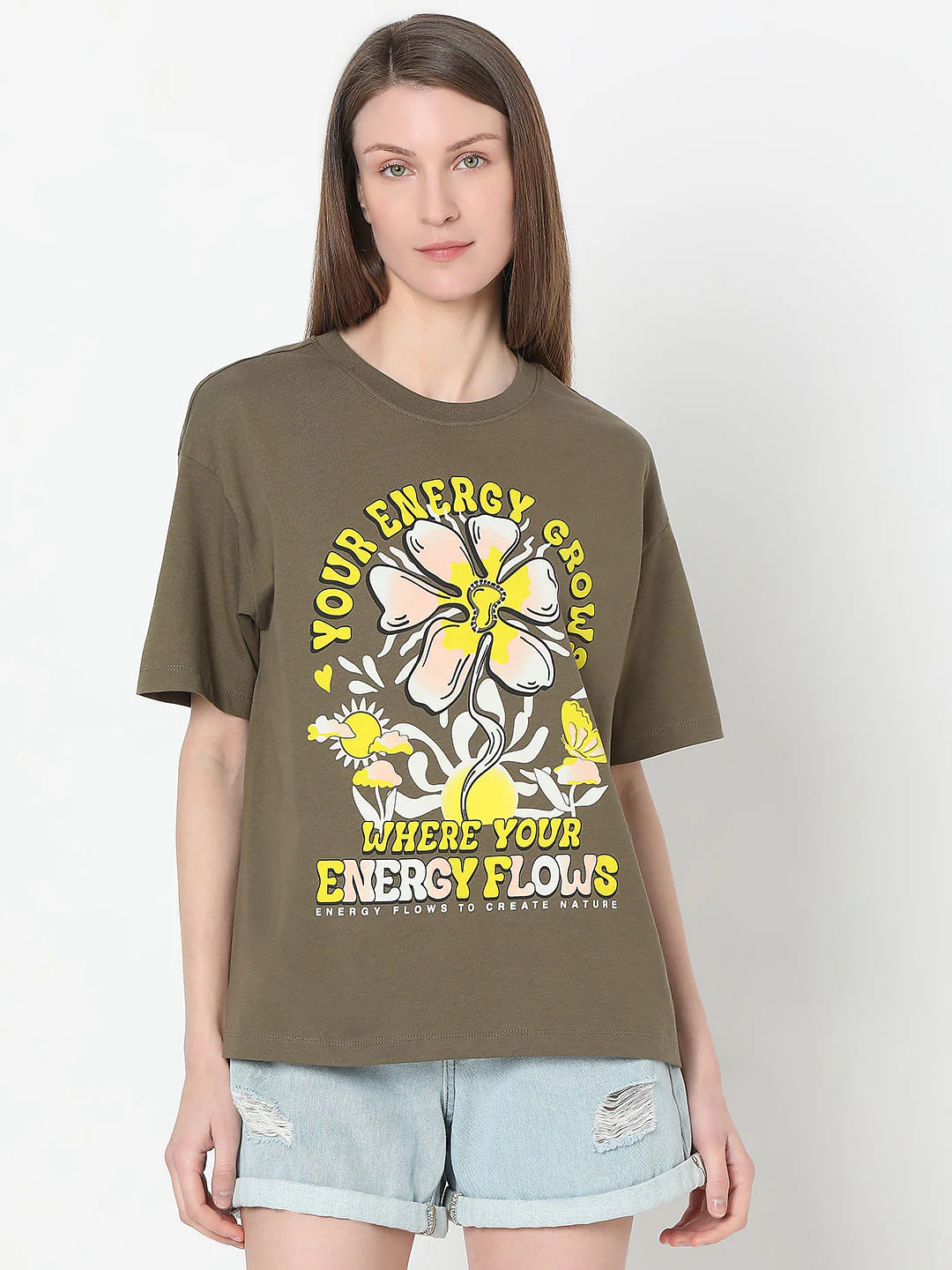 Olive Graphic Print T-Shirt - Image 2