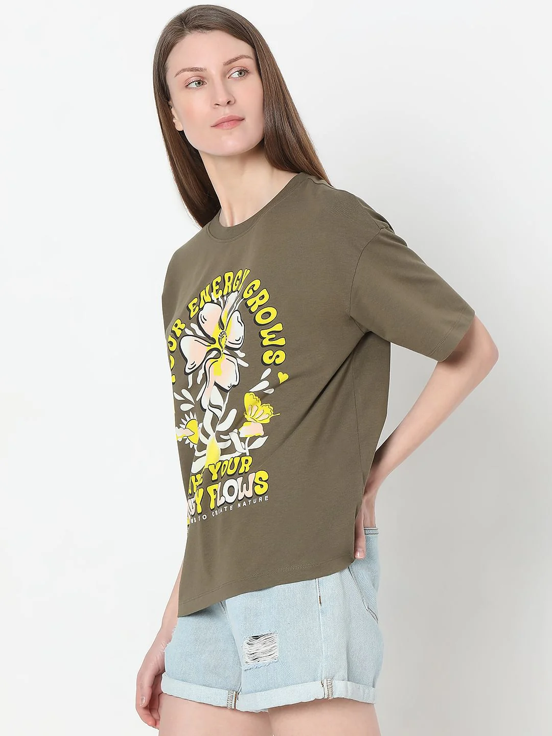Olive Graphic Print T-Shirt - Image 3