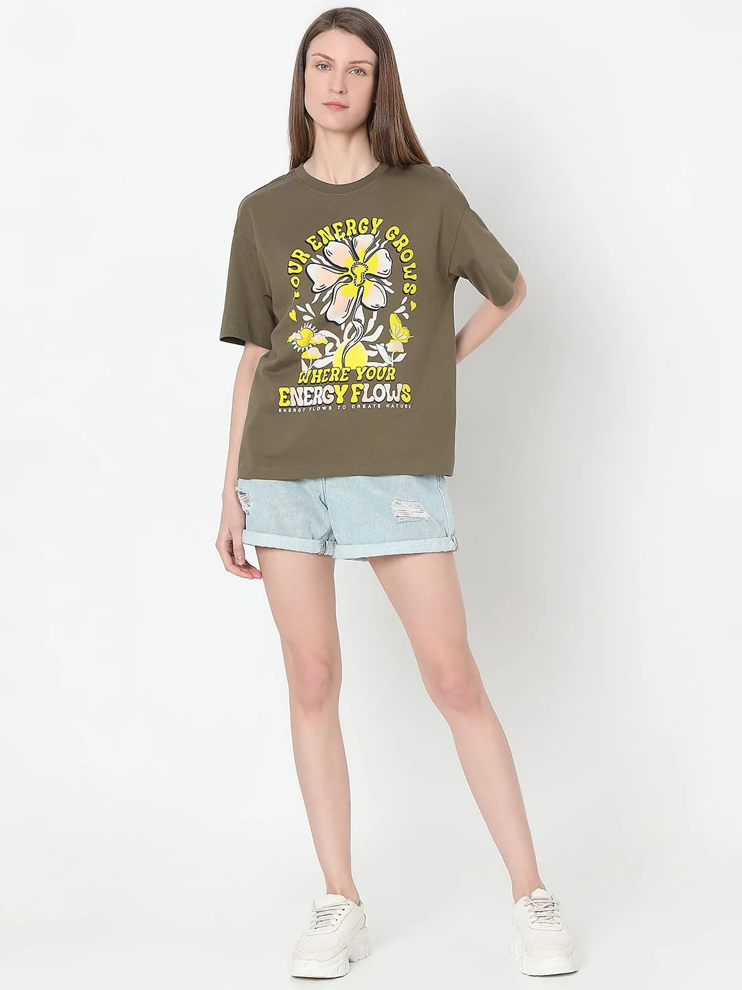 Olive Graphic Print T-Shirt - Image 5