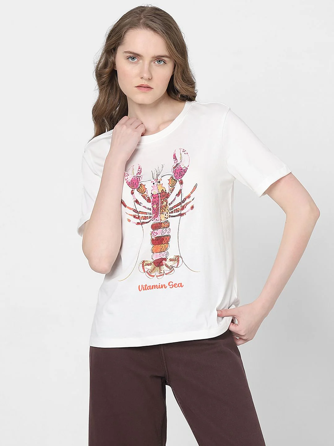 White Lobster Print T-Shirt - Image 2